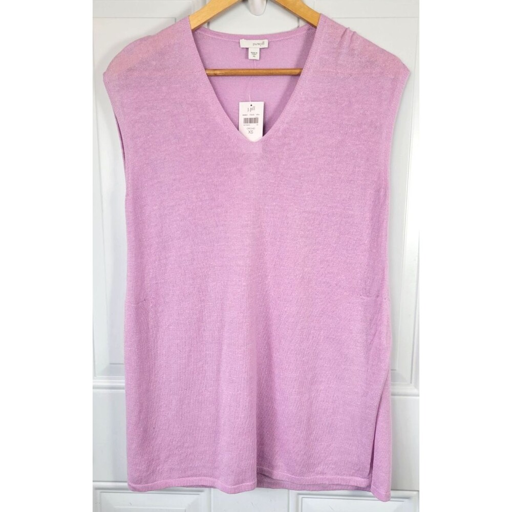 Gorgeous Lilac Linen J. Jill V-Neck Sleeveless Knit Top